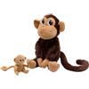 Les Deglingos Les Déglingos Peluche scimmia Zazou mamma suo cucciolo color cioccolato