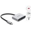Delock Adattatore USB-C a HDMI 4K 60Hz, USB-A, USB-C con alimentazione PD 140W, corpo in metallo