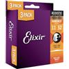 Elixir corde 16544 chitarra acustica di bronzo fosforoso con Nanoweb rivestimento, set da 3 pezzi