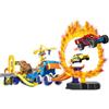 Teorema Giocattoli TEO'S Pista Dino Racing Car per Bambini - Pista Macchinine con Camion Trasformabile 3 in 1 con Pista, Loop, Anello di Fuoco, Testa di Dinosauro e 4 Macchinine, Playset Auto Giocattolo