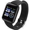 Monetais Smart Watch Bracciale intelligente wireless 116Plus Orologio fitness per telefono Test impermeabile della pressione sanguigna per uomo Donna Nero, Wireless