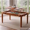 VEVOR Tavolo da Gioco 2 in 1 e Tavolo da Pranzo 1,6x1x0,76m per 6 Giocatori, Piano Rimovibile, Tappetino da Gioco in Pelle, 6 Portabicchieri, Vassoi Scorrevoli e Struttura in Legno con Portata 200 kg