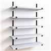 Set 5 Mensole da Parete 40x12x1,5 cm Scaffali da Muro con Staffe in Metallo Bianco