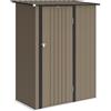 Capanno Porta Attrezzi 142x86x189 cm con Tetto Inclinato e Porta Bloccabile in Metallo Marrone