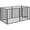 Recinto per Cani a 6 Pannelli Modulabili da Interno ed Esterno 164x83x80 cm in Acciaio Nero