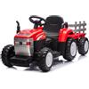 Trattore Elettrico per Bambini 12V con Rimorchio Rosso