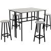 Set 2 Tavoli Alti 100x40x90 cm e 4 Sgabelli Grigio