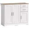 Credenza Moderna Buffet 100x40x78 cm con 2 Cassetti e 2 Armadietti in Legno Bianco e color Legno