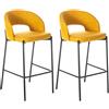 Set 2 Sgabelli 52x50x89 cm in Tessuto Greta Giallo