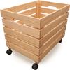 Cesta Scatola Contenitore con Ruote 35x50x35 cm in Legno di Pino Naturale
