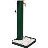 Fontana da Giardino Design a Colonna Quadrata Rubinetto in Ottone e Base con Ciottoli Verde