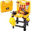 Banco per Attrezzi Fai da Te Giocattolo per Bambini Trasformabile in Valigetta con Accessori Giallo