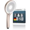 SCHÜTTE Doccetta CAPRI con tecnologia a getto di velluto | Soffione doccia con oltre 300 ugelli e 3 tipi di getto regolabili | Soffione anticalcare per la doccia | Rosé