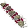 "Fatto a mano" Bracciale in argento sterling 925 con pietre preziose di giada rossa drusa pi...