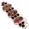 "Fatto a mano" Bracciale in argento sterling 925 con pietra preziosa di giada rossa in mooka...