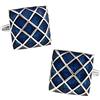 Banemi Spilla vintage da donna, set di gemelli blu chiaro con griglia quadrata regalo di nozze per sposo 1,7 x 1,7 cm, Nessuna pietra preziosa