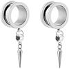 Gualiy 2 Pezzi Dilatatori Orecchie Acciaio, Dilatatore Plug Orecchio 6-25mm con Cono Pendente Argento Nero Tunnel Dilatatore
