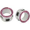 Gualiy 2 Pezzi Dilatatori in Acciaio Chirurgico, Dilatatore Plug Orecchio 4-18mm con Rosa Zirconia Cubica Tappi Orecchini