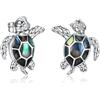 POPLYKE Orecchini a forma di tartaruga marina, da donna, in argento Sterling, con conchiglia di abalone e tartaruga, gioielli regalo per ragazze, ipoallergenici