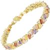 RIZILIA Bracciale tennis prisma da donna con pietra portafortuna multicolori con diamante simulato taglio baguette affusolato CZ placcato in oro giallo 14K, prolunga per bracciale da 7 + 1 pollice