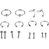 Gualiy 16/32 Pezzi Anelli Naso Acciaio Chirurgico, Piercing Naso Uomo Bilanciere C Forma Cerchio Naso Piercing
