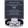 Bandmax Bracciale Uomo in Pelle con Nodo dell'Infinito Ideale Regalo | Regalo Uomo Compleanno Anniversario Laurea Natale per Marito Padre Figlio Amico, Braccialetto 19/21/23cm Confezione Regalo