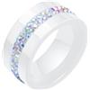 Calefee Anelli In Ceramica Uomo, Anello di Fidanzamento Donna Varie Misure Fascia Larga 10mm con Zirconi
