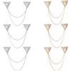 SUPERFINDINGS 6 spille a catena lunga in 2 colori, a triangolo, in argento dorato, da appendere, a forma di triangolo, con perle e strass, spilla decorativa per abiti, camicie, smoking