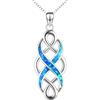 Unified Jewellery Collana da donna in argento Sterling con ciondolo a nodo celtico con opale sintetico, design a nodo infinito, elegante collana ispirata all'irlandese, catena da 45 cm 603