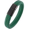 Gualiy Bracciale Pelle Uomo, Acciaio Inox Bracciale Intrecciato Bracciale con Nero Fibbia 16.5CM Lunghezza Bracciali Hip Hop Uomo