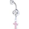 NovaNavel Piercing ombelico croce deluxe rosa in argento