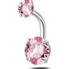 NovaNavel Piercing ombelico basic con cristalli rosa in argento