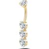 NovaNavel Piercing ombelico triplo cuore in oro
