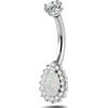 NovaNavel Piercing ombelico goccia chic bianca opale in argento