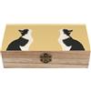 ACEPrints Grande scatola portaoggetti in legno con gatto bianco e nero, contenitore decorativo in legno con coperchio incernierato e chiusura frontale, scatole per gioielli, scatole dei ricordi, contenitore p