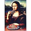 KUSTOM ART Quadro da Parete o da Tavolo Serie Dipinti Celebri Parodia Monna Lisa con Piatto di Spaghetti al Pomodoro Stampa Artistica su Legno 30x21cm
