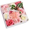OPVXZAD Confezione regalo di fiori di sapone di rosa artificiale, Scatola regalo di fiori in sapone fiore di bagno rosa, decorazione floreale, regalo floreale per matrimonio, festa della mamma, San Valentino