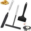 Zykra 3 Pezzi Strumenti per Crepes, Distributore, Spatola a Forma di T e Pennello | Spatola Crepes in Acciaio Inox e Silicone, Distributore di Impasto Crepes, Stendi Crepes Accessori, per Galettes Pancakes