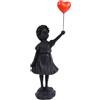 YJDOORPLAY Statuetta in resina a forma di bambina con palloncini, per decorare la casa, da usare su scrivania, mensola, libreria o caminetto, in interni moderni o di transizione (A)