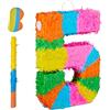 Relaxdays Pinata Numero 5, arcobaleno per compleanno, da riempire, rosa | HBT: 50,5 x 35,5 x 7,5 cm