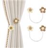 Cryptisg 2 Pezzi Fermatenda per Tende a Forma di Fiore, 25CM(Beige) | Fermatende con Calamita Potenti Stile Boho Rustico, Fibbia per Tenda per Camera da Letto, Soggiorno e Ufficio