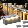 Solpex Lampade solari per esterni, 4 pezzi, luce bianca calda, luci solari impermeabili, illuminazione a LED per scale esterne, gradini, recinzioni, giardino, cortile, terrazza, grondaia, decorazione