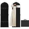 Wekuw 2 Pezzi Custodie per Abbigliamento Protettore 60 x 180 cm | Traspirante Sospensione Antipolvere Pieghevole, Cerniera Borsa, Riporre Antipolvere