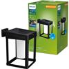 PHILIPS LED Camill Lampada Solare da Parete per Esterni Ultra Efficiente, Smerigliata, Quadrato, Luce Bianca Fredda, 1.4W, Sensore di Movimento, IP44, Nero