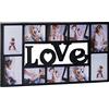 Relaxdays Cornice Collage, Multifoto, Love, Porta Fotografie per 10 Foto, Plastica, HxLxP: 36,5 x 72 x 2 cm, Nero