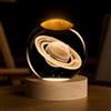 Jemnpela 3D palla di cristallo calda piccola luce notturna laser inciso LED ologramma lampada a sfera di vetro con base in legno massiccio USB alimentato scultura decorazione artigianato per ufficio casa