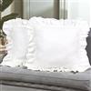 Lemfux Set di 2 federe per cuscini con volant, 45,7 x 45,7 cm, 100% cotone, stile shabby chic, rustico, vintage, bianco