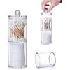 Wenrou 2 Strati Contenitori Batuffoli Cotone, Dispenser per Palline di Cotone, Dispenser Cotone Scatola Portaoggetti, Contenitore Cotton Fioc Acrilico, con Coperchio, Porta Cotton Fioc in Plastica