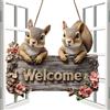 Generic di benvenuto per la porta scoiattolo decorazione in legno uso esterno | Appendino Rustico Per Casa, Appartamento, Esterno, Interno, Soggiorno, Mensola del Camino, Finestra e Parete