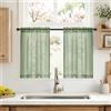 MIULEE Tende Trasparenti Cucina Tenda Corte Voile 2 Pannelli 90x60cm Verde | Tenda Cucina con Passante Morbidi Finestre per Camera da Letto Vento Armadio, Mobile Basso e per Salotto Eleganti Soggiorno
